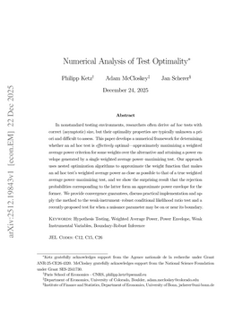 Numerical Analysis of Test Optimality