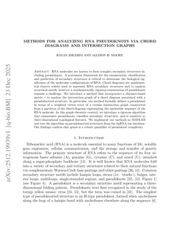 Methods for Analyzing RNA Pseudoknots via Chord Diagrams and Intersection Graphs