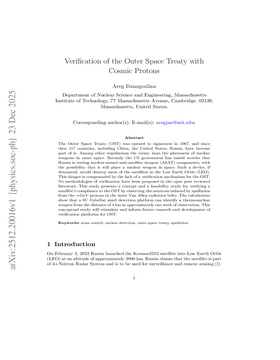 Verification of the Outer Space Treaty with Cosmic Protons