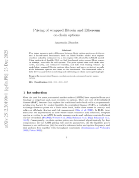 Pricing of wrapped Bitcoin and Ethereum on-chain options