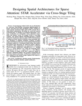 Podcast cover for "Designing Spatial Architectures for Sparse Attention: STAR Accelerator via Cross-Stage Tiling" by Huizheng Wang et al.