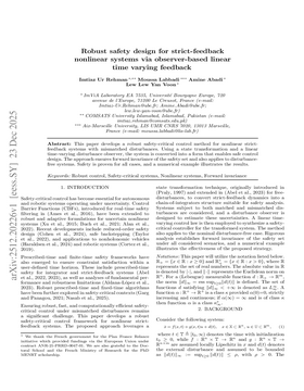 Podcast cover for "Robust safety design for strict-feedback nonlinear systems via observer-based linear time varying feedback" by Imtiaz Ur Rehman et al.