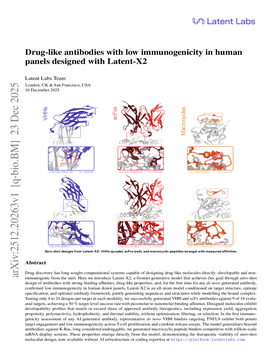 Drug-like antibodies with low immunogenicity in human panels designed with Latent-X2