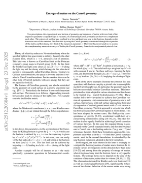 Podcast cover for "Entropy of matter on the Carroll geometry" by Saurav Samanta & Bibhas Ranjan Majhi