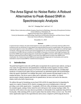 The Area Signal-to-Noise Ratio: A Robust Alternative to Peak-Based SNR in Spectroscopic Analysis