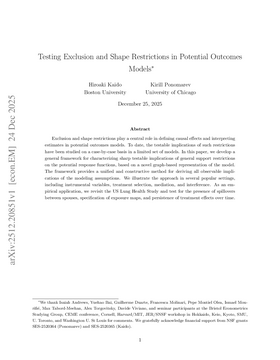 Testing Exclusion and Shape Restrictions in Potential Outcomes Models