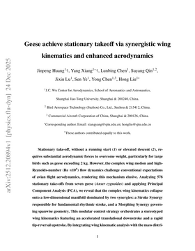 Geese achieve stationary takeoff via synergistic wing kinematics and enhanced aerodynamics