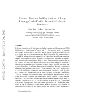 Universal Transient Stability Analysis: A Large Language Model-Enabled Dynamics Prediction Framework