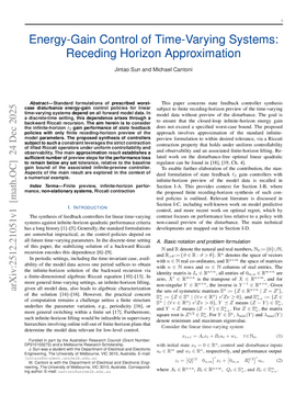 Energy-Gain Control of Time-Varying Systems: Receding Horizon Approximation