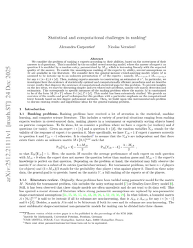 Statistical and computational challenges in ranking