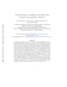 Thermodynamic sampling of materials using neutral-atom quantum computers