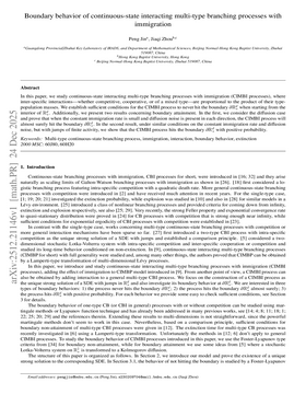 Boundary behavior of continuous-state interacting multi-type branching processes with immigration