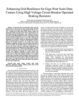 Enhancing Grid Resilience for Giga-Watt Scale Data Centers Using High Voltage Circuit Breaker Operated Braking Resistors