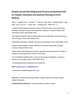 Double-Layered Silica-Engineered Fluorescent Nanodiamonds for Catalytic Generation and Quantum Sensing of Active Radicals