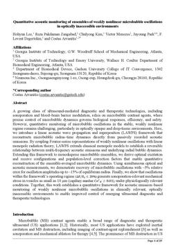Podcast cover for "Quantitative acoustic monitoring of ensembles of weakly nonlinear microbubble oscillations in optically inaccessible environments" by Hohyun Lee et al.