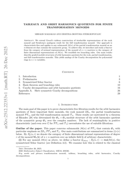 Podcast cover for "Tableaux and orbit harmonics quotients for finite transformation monoids" by Mihalis Maliakas & Dimitra-Dionysia Stergiopoulou