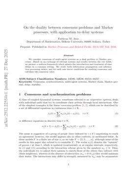 Podcast cover for "On the duality between consensus problems and Markov processes, with application to delay systems" by Fatihcan M. Atay
