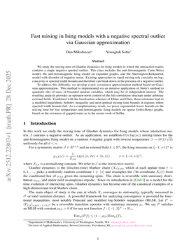 Podcast cover for "Fast mixing in Ising models with a negative spectral outlier via Gaussian approximation" by Dan Mikulincer & Youngtak Sohn