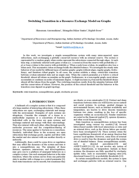 Podcast cover for "Switching Transition in a Resource Exchange Model on Graphs" by Shreeman Auromahima et al.