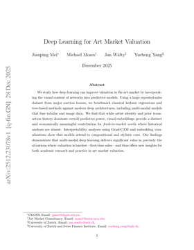 Cover art for Deep Learning for Art Market Valuation