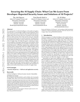 Cover art for Securing the AI Supply Chain: What Can We Learn From Developer-Reported Security Issues and Solutions of AI Projects?