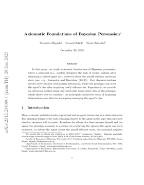 Cover art for Axiomatic Foundations of Bayesian Persuasion