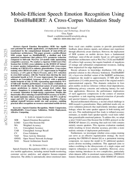 Podcast cover for "Mobile-Efficient Speech Emotion Recognition Using DistilHuBERT: A Cross-Corpus Validation Study" by Saifelden M. Ismail