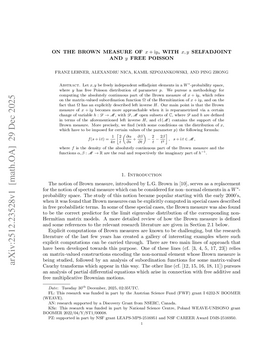 Podcast cover for "On the Brown measure of $x + i y$, with $x,y$ selfadjoint and $y$ free Poisson" by Franz Lehner et al.