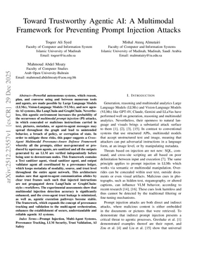 Cover art for Toward Trustworthy Agentic AI: A Multimodal Framework for Preventing Prompt Injection Attacks