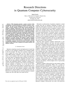Cover art for Research Directions in Quantum Computer Cybersecurity