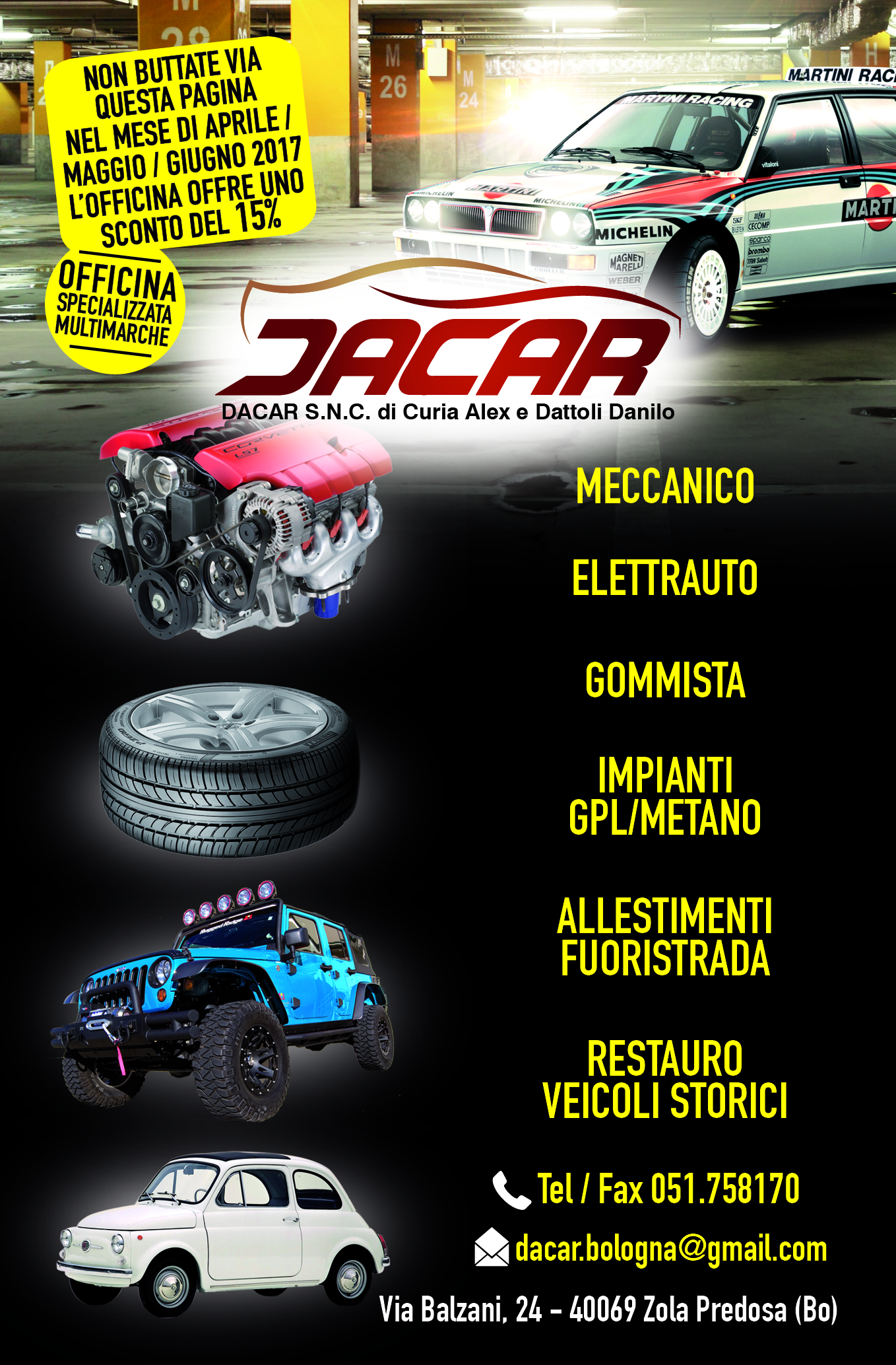 Officina Dacar Bologna  Riparazione auto, gommista, elettrauto