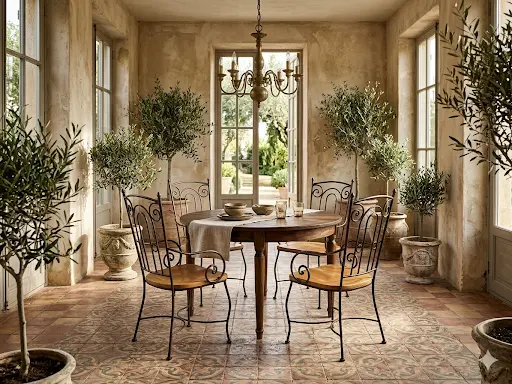 Artisan Wrought Iron Scrollwork Wrought Iron & Cherry Wood Dining Chairs — photo 6
