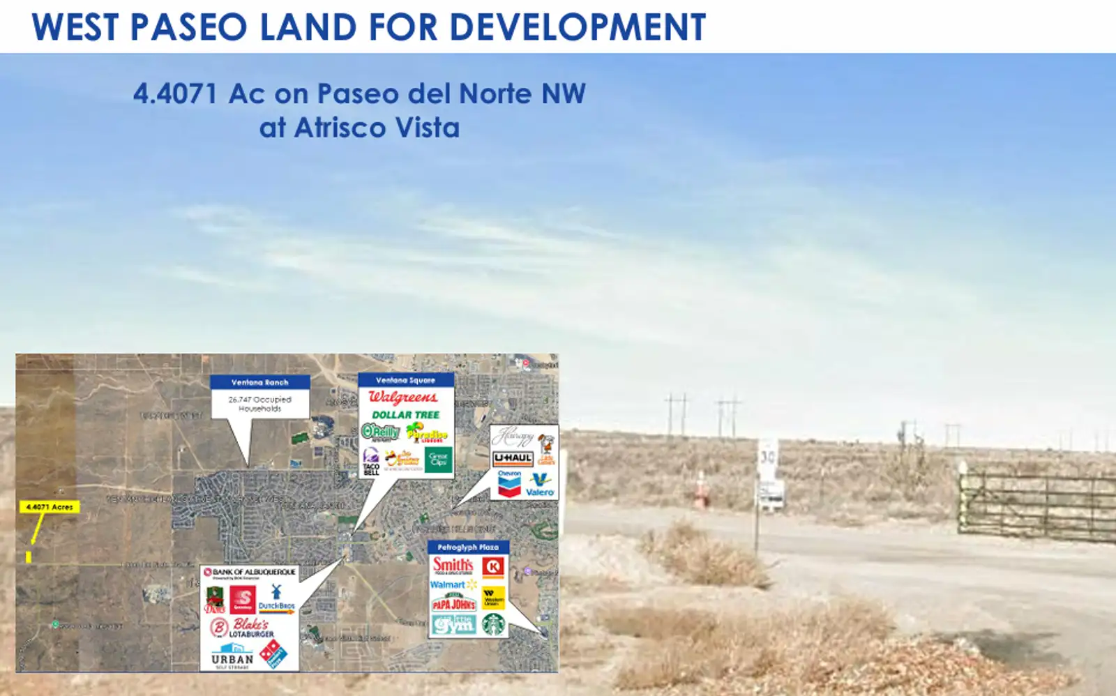 4.4 ac Paseo Del Norte & Atrisco Vista $1.19 SF image 1