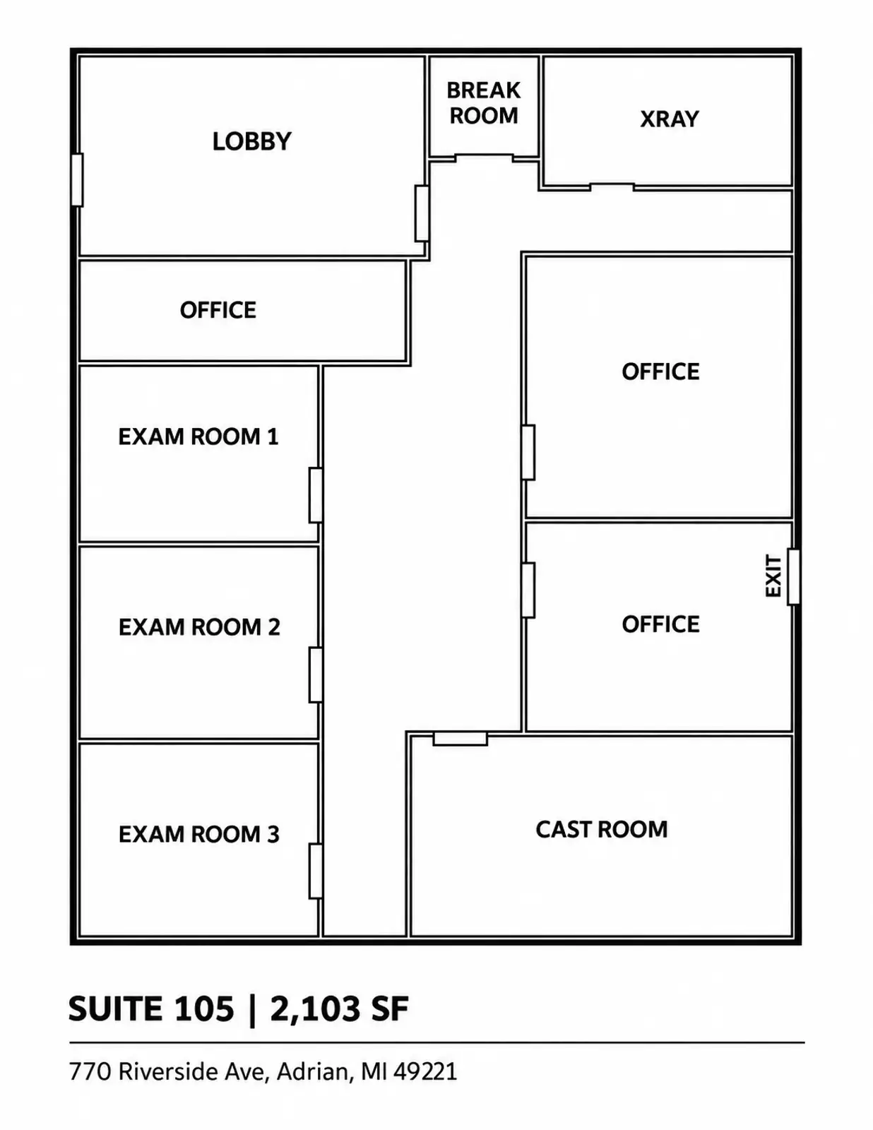 Suite 105 - First Floor - Medical, Dental & Office Suites for Lease in Adrian