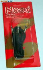 Hosa Stereo 1/4 in. to 2 Stereo 1/4 in. Y Cable - 3 ft. CYS-103