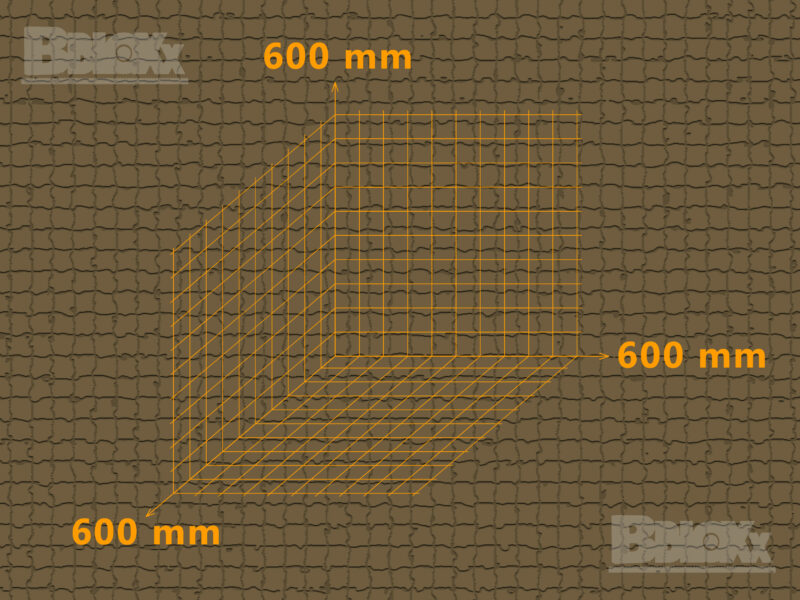 Beton-Stapelblock, Beton-Legostein (LxBxH): 600 x 600 x 600 mm mit Verzahnung, Sortierbox, Stützmauer, Hallenbau