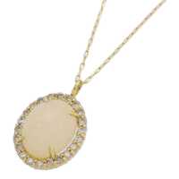 ホワイトオパール･ダイヤモンドネックレス･ペンダント･小豆チェーン/K18YG/750-1.6g1.00/FD:0.17ct
