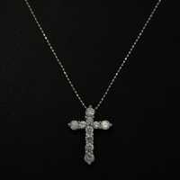 クロス・ダイヤモンドネックレス・ペンダント・天然・小豆チェーン