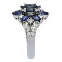 フラワーモチーフ・サファイア・ダイヤモンドリング・指輪/Pt900-8.7g