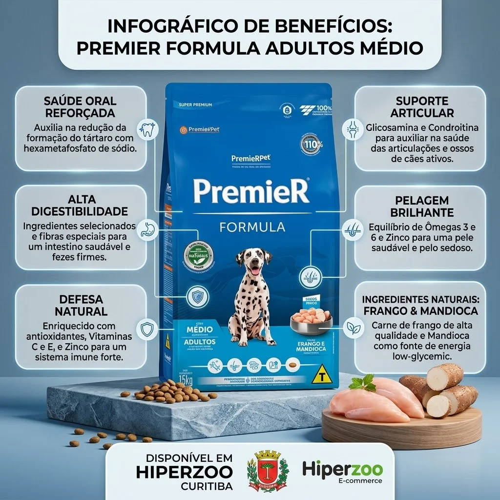 Ração PremieR Formula Cães Adultos Porte Médio Sabor Frango 15Kg - imagem 2