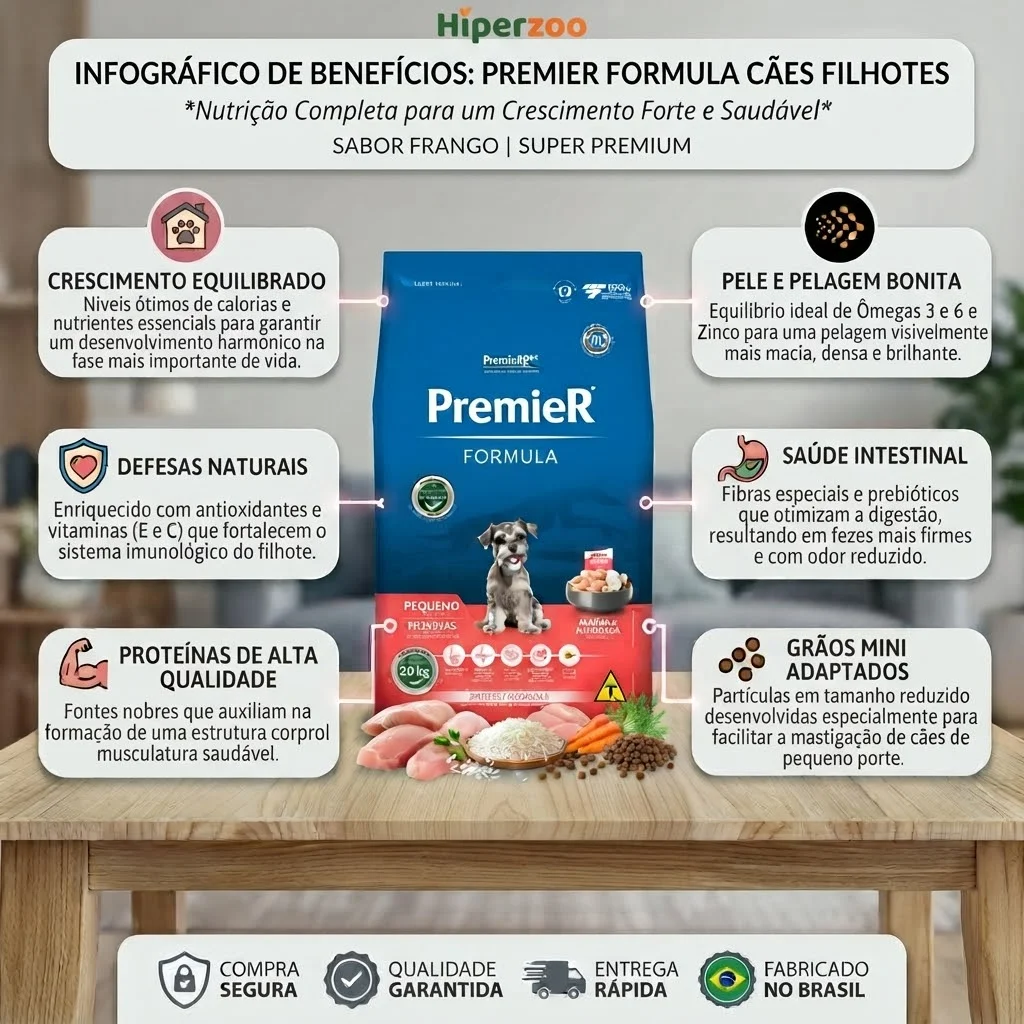 Ração Premier Fórmula Cães Filhotes Raças Pequenas Frango 20kg - imagem 2