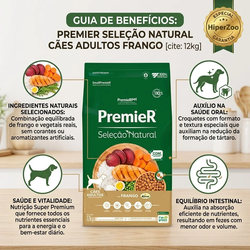 Ração PremieR Seleção Natural Cães Adultos Sabor Frango Korin 12Kg - imagem 2