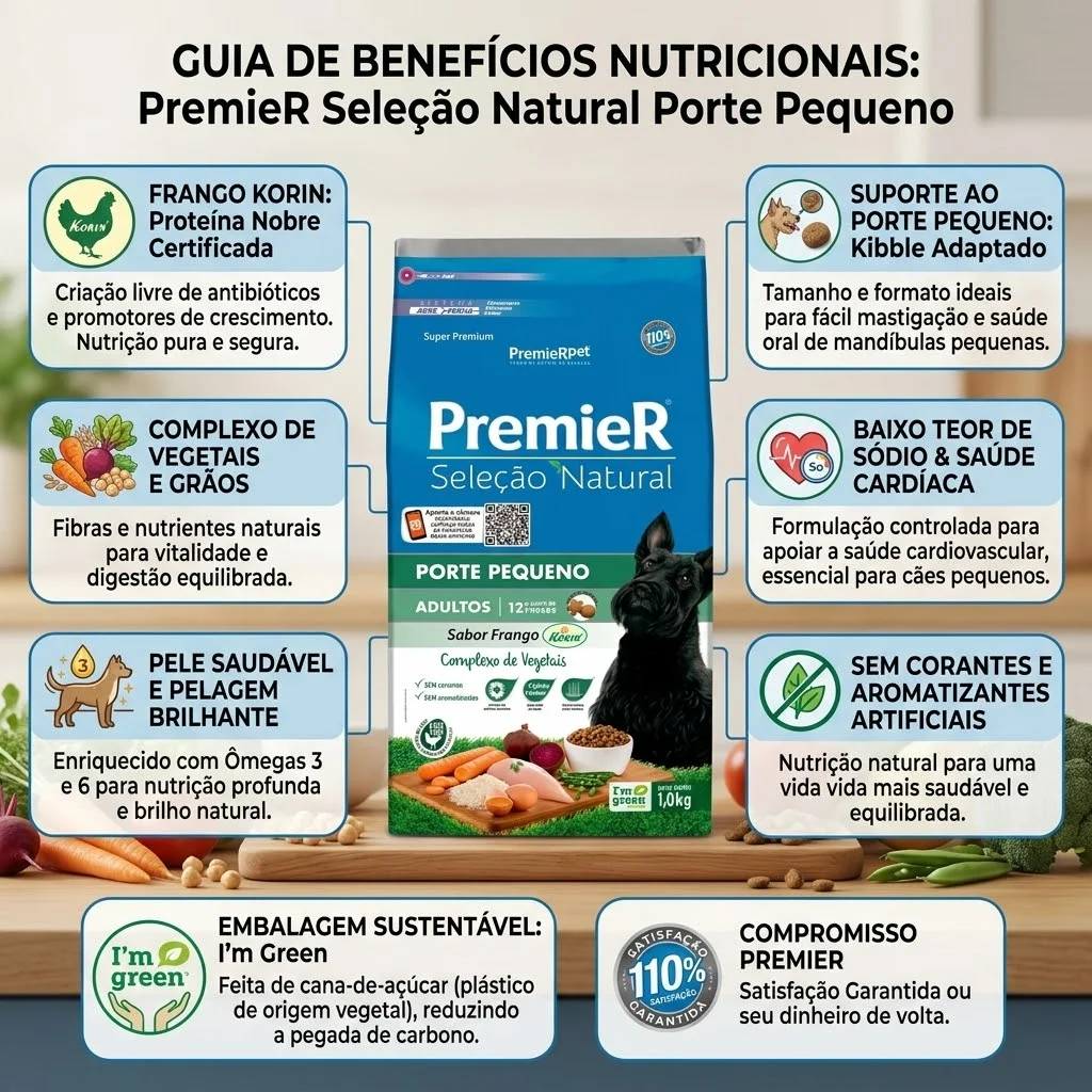 Ração PremieR Seleção Natural Cães Adultos Porte Pequeno Frango Korin 1Kg - imagem 2
