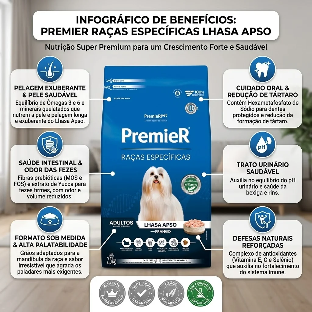 Ração Premier Raças Específicas Lhasa Apso Cães Adultos Frango 2,5kg - imagem 2