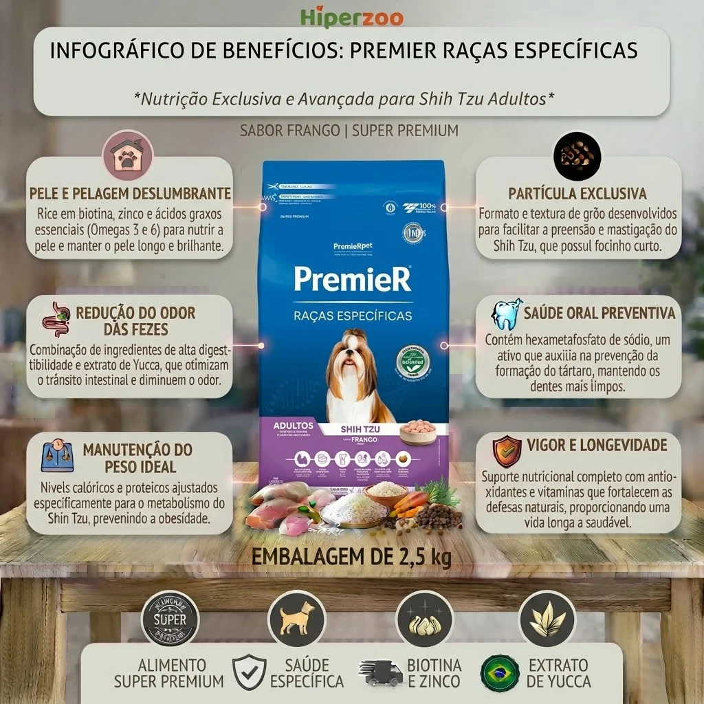 Ração Premier Raças Específicas Shih Tzu Adulto Frango 2,5Kg - imagem 2
