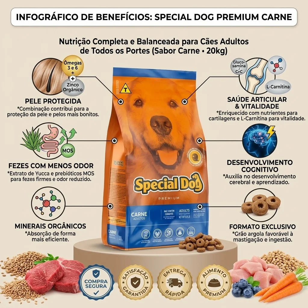 Ração Special Dog Sabor Carne para Cães Adultos 20Kg - imagem 2