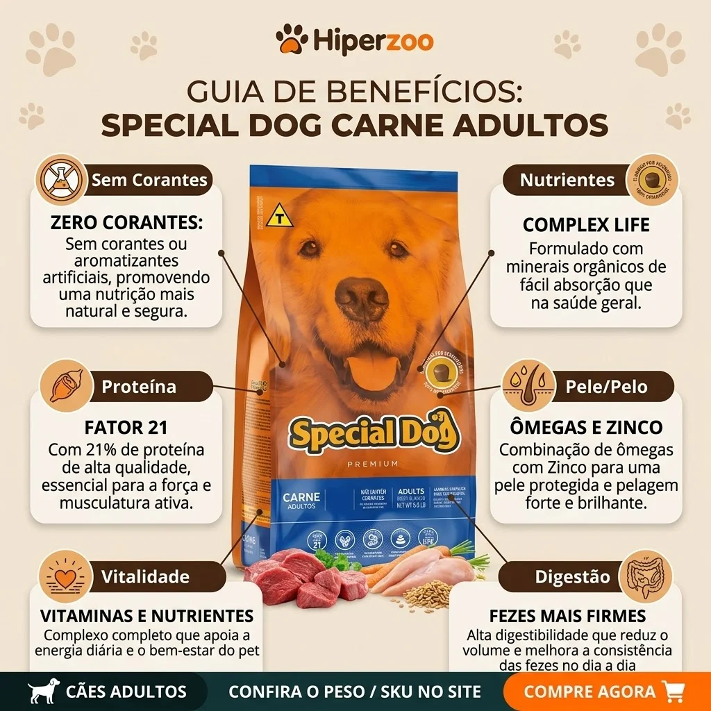 Ração Special Dog Sabor Carne para Cães Adultos 3Kg - imagem 2