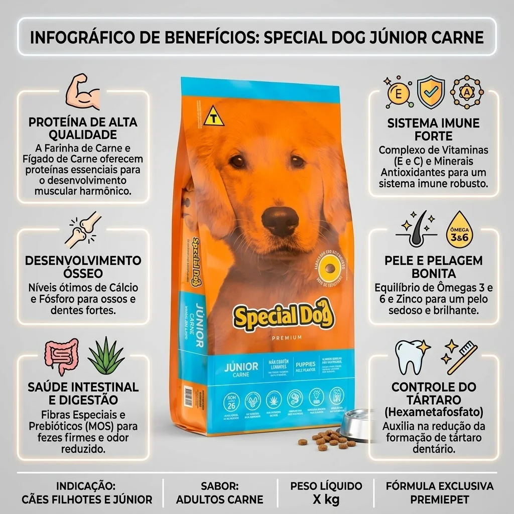 Ração Special Dog Júnior Sabor Carne para Cães Filhotes 10,1Kg - imagem 2