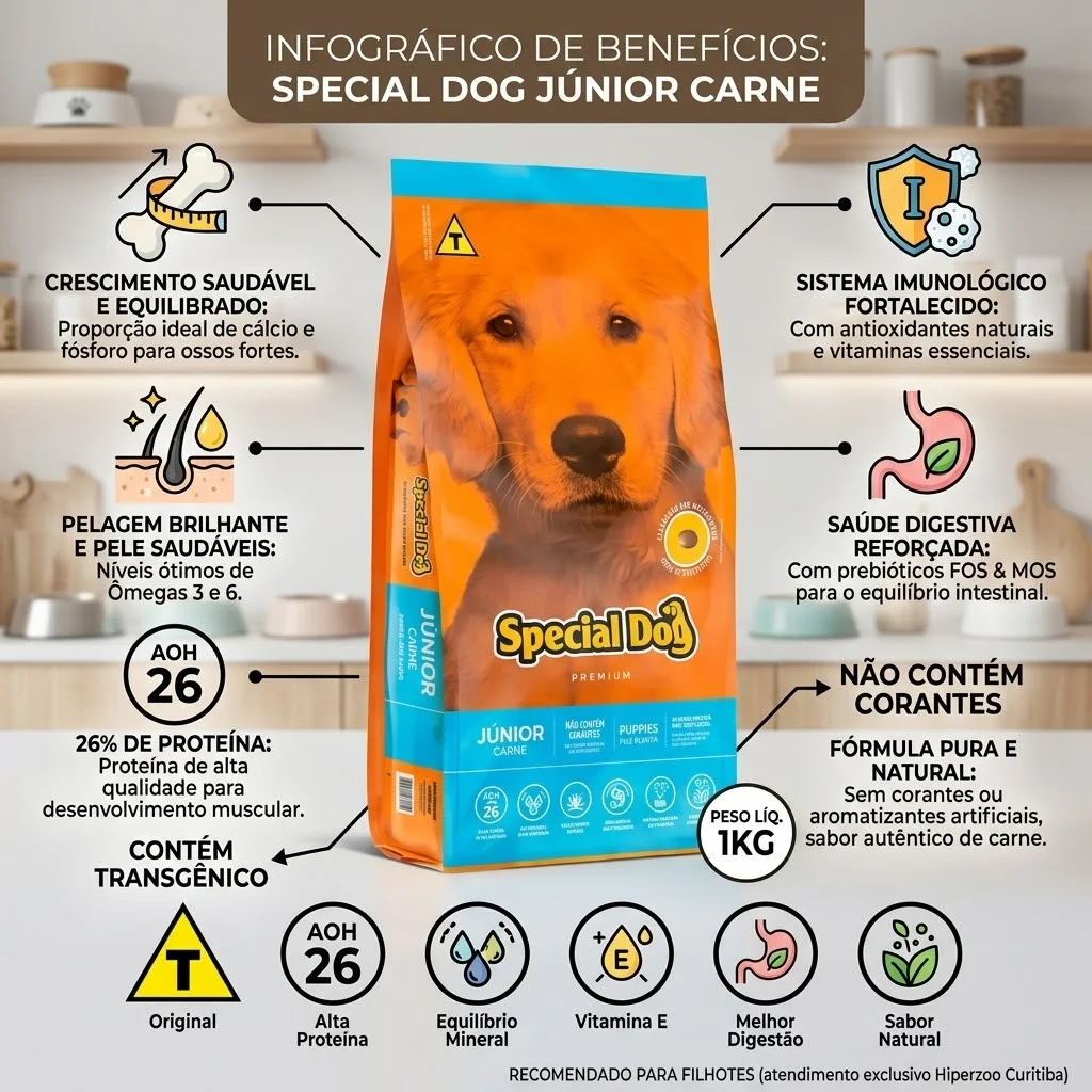 Ração Special Dog Júnior Sabor Carne para Cães Filhotes 1Kg - imagem 2