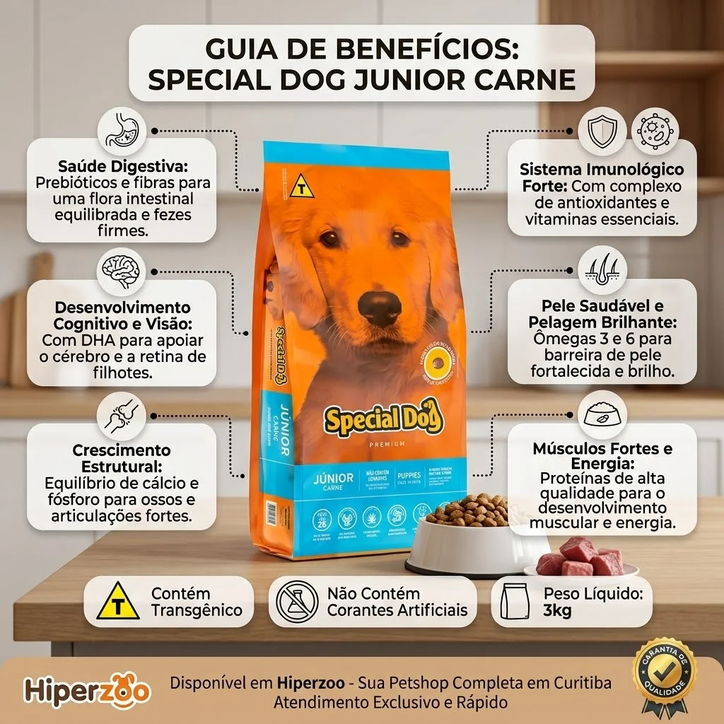 Ração Special Dog Júnior Sabor Carne para Cães Filhotes 3Kg - imagem 2
